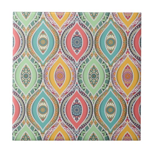 Carreau motif ethnique marocain de mandala (Devant)