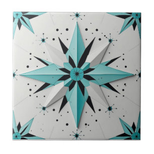 Carreau Motif étoile atomique moderne du milieu du siècle