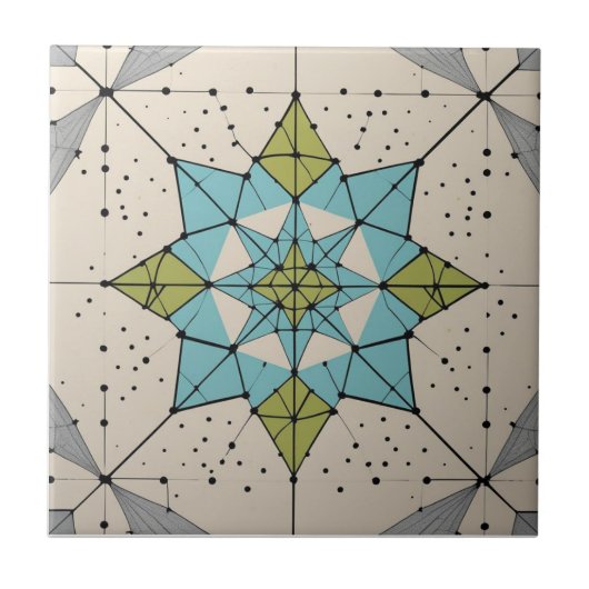 Carreau Motif étoile éclatée moderne du milieu du siècle (Devant)