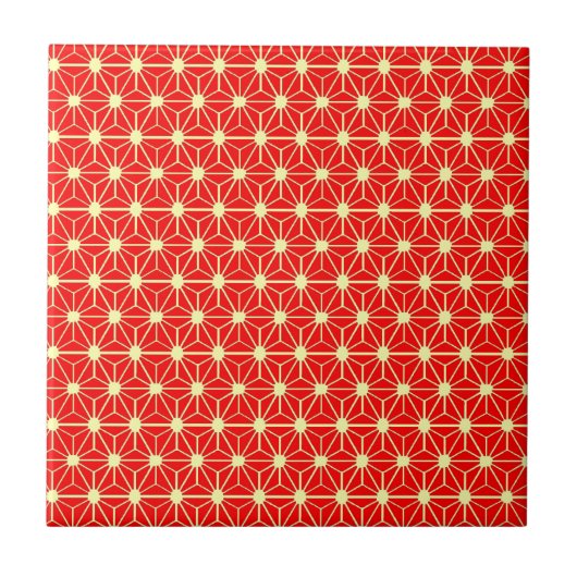 Carreau motif étoile rouge avec ligne jaune (Devant)