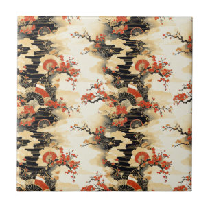 Carreau Motif éventail de fleurs de cerisier japonais (3)