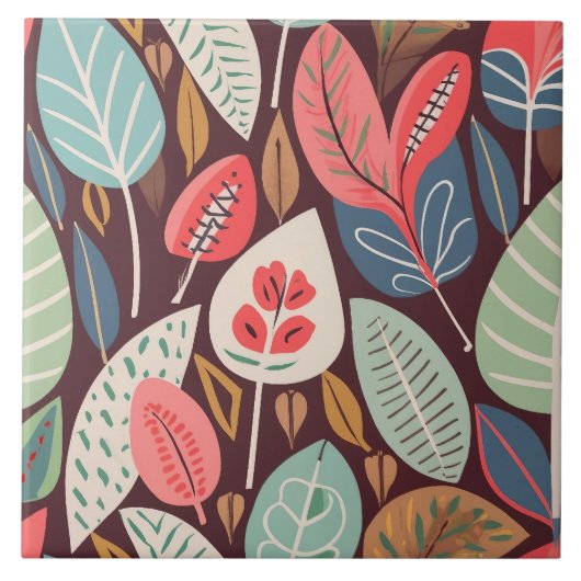 Carreau Motif Feuille Abstrait (Devant)