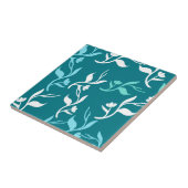 Carreau Motif Feuille blanc Turquoise (Côté)