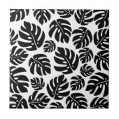 Carreau Motif Feuille élégant de Monstera Noire Exotique (Devant)