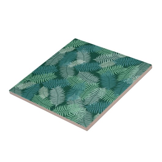 Carreau Motif feuille fermier sur vert foncé (Côté)