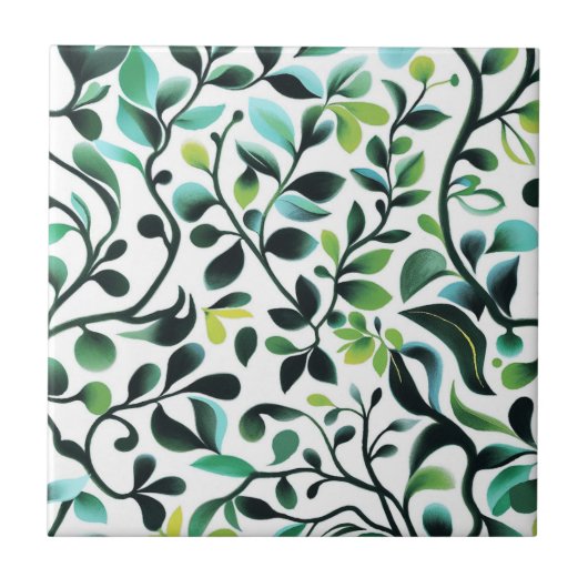 Carreau Motif Feuille vert et jaune (Devant)