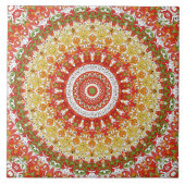 Carreau Motif Fiesta Mandala en rouge, jaune et vert (Devant)