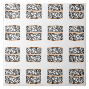 Carreau Motif Filigree Ornamental Argent & Or