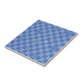 Carreau Motif Fleur à Damier N° 01 - Bleu Clair (Côté)