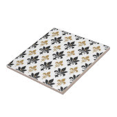 Carreau Motif Fleur-de-Lis Noir et Or (Côté)