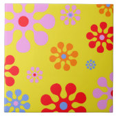 Carreau Motif Fleur Funky Retro Trivet Jaune (Devant)