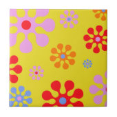 Carreau Motif Fleur Funky Retro Trivet Jaune (Devant)