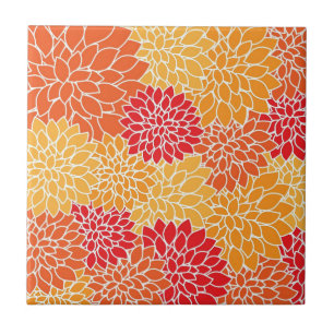 Carreau Motif Fleur Orange