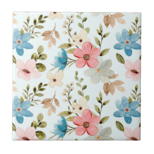 Carreau Motif Fleur sauvage couleur aquarelle