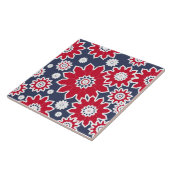 Carreau motif floral Abstrait, bordeaux, blanc, bleu (Côté)