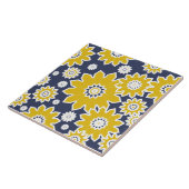 Carreau motif floral Abstrait, jaune, blanc, bleu (Côté)