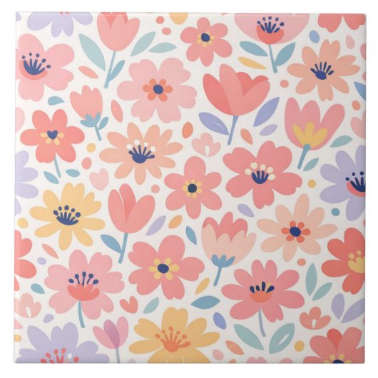 Carreau Motif floral abstrait moderne (Devant)