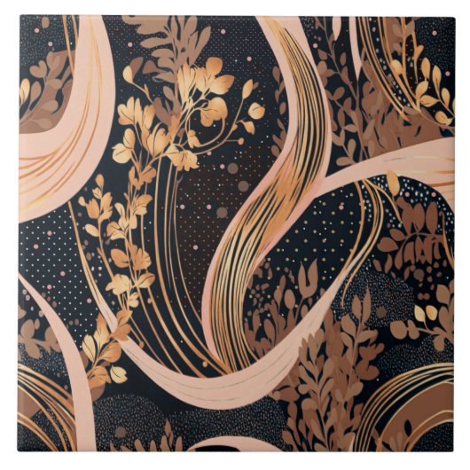 Carreau motif floral Abstrait, pois, vignes (Devant)