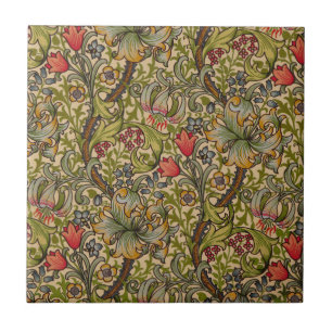 Carreau Motif floral antique Lily dorée de William Morris