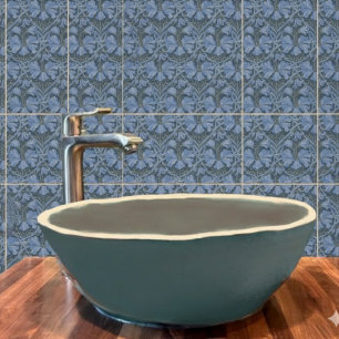 Carreau Motif floral aquarelle bleu élégant