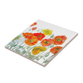 Carreau Motif floral aquarelle de coquelicot rouge orange  (Côté)