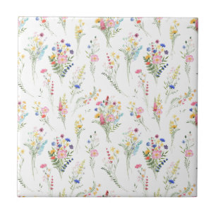 Carreau Motif floral aquarelle de fleurs sauvages