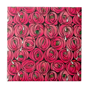 Carreau Motif floral Art Nouveau de rose Rennie Mackintosh