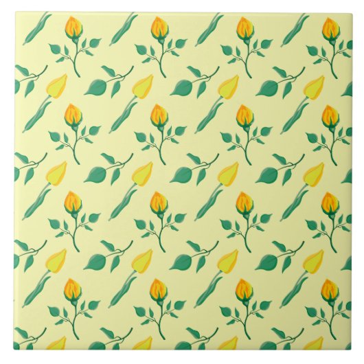 Carreau Motif floral avec rose jaune et fleurs de tulipe (Devant)