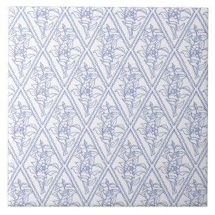 Carreau Motif floral blanc bleu de diamant de bigorneau