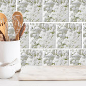 Carreau Motif Floral blanc Hydrangea