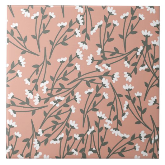 Carreau Motif floral blanc rose et vert (Devant)