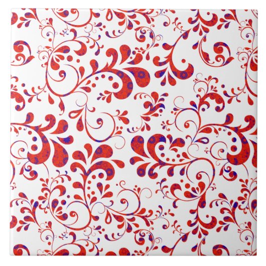 Carreau Motif floral blanc rouge mou (Devant)