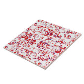 Carreau Motif floral blanc rouge mou (Côté)