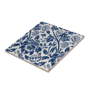 Carreau Motif floral bleu complexe sur fond clair