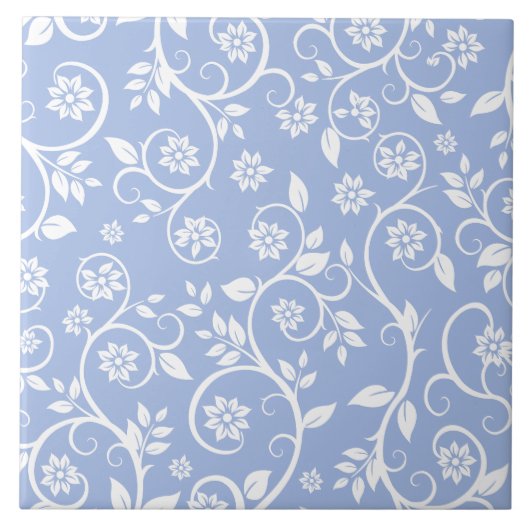 Carreau motif floral bleu et blanc (Devant)