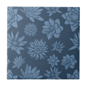 Carreau Motif floral bleu foncé décoratif