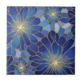 Carreau Motif Floral Bleu Or Moderne (Devant)