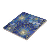 Carreau Motif Floral Bleu Or Moderne (Côté)