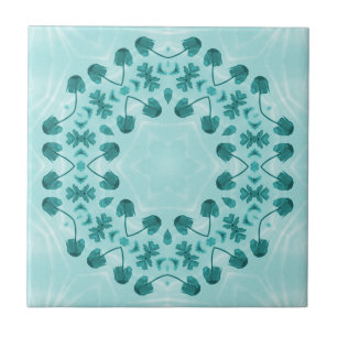 Carreau Motif floral, bleu Turquoise