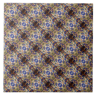 Carreau Motif floral bleu vert