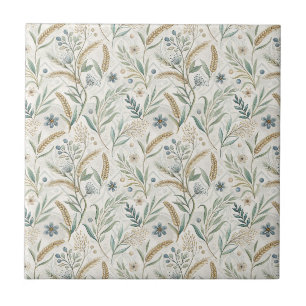 Carreau Motif floral botanique de blé rustique et de fleur