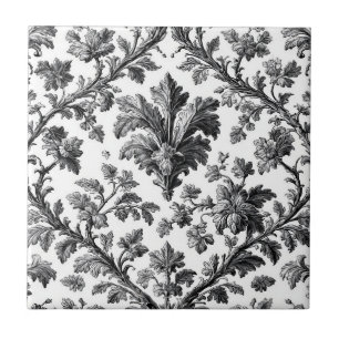 Carreau Motif Floral Campagnard Rustique Élégant Monochrom