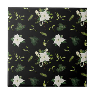 Carreau Motif floral charmant sur fond noir moderne