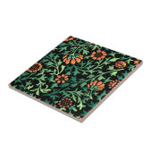 Carreau Motif floral complexe avec feuilles vertes (Côté)