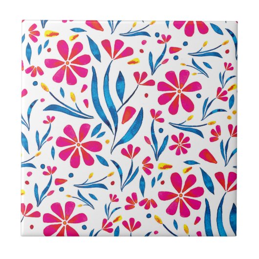 Carreau Motif floral d'aquarelle (Devant)
