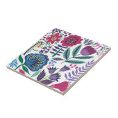 Carreau Motif floral d'art populaire magenta (Côté)