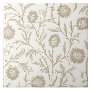 Carreau Motif floral de chardon neutre