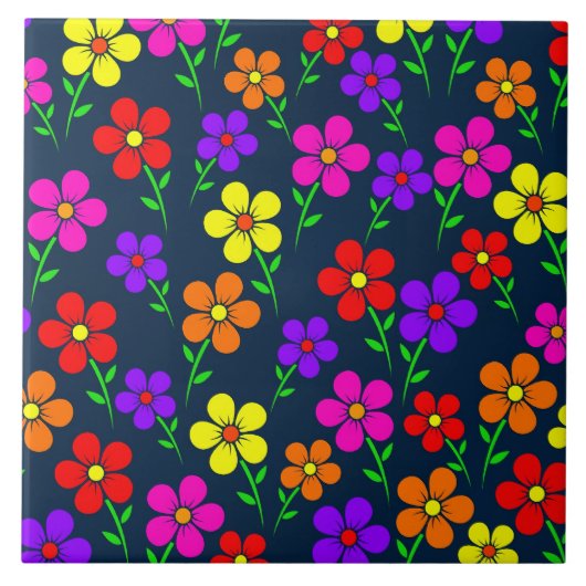 Carreau Motif floral de fleurs colorées (Devant)