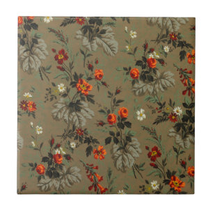 Carreau Motif floral de fleurs de roses rouges vintage jol