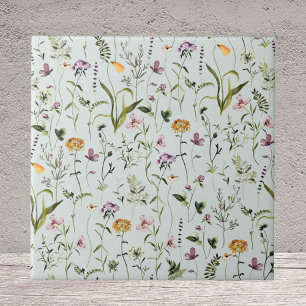 Carreau Motif floral de jardin de fleurs sauvages à l'aqua